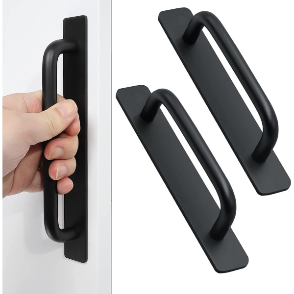 Self-adhesive black aluminum alloy long handle drawer push pull