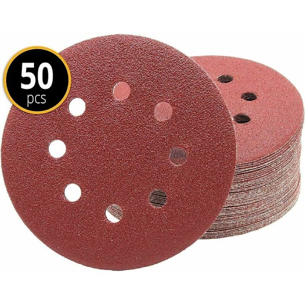 Professionelle slibeskiver (P240) 50 stk. 8 huller Ø 125 mm korn 240 til excenterslibere Slibepapir