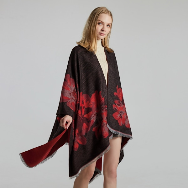 Lätt sjal/scarf tvåfärgad rosdesign konturer pashmina (Välj bland 6 färger)