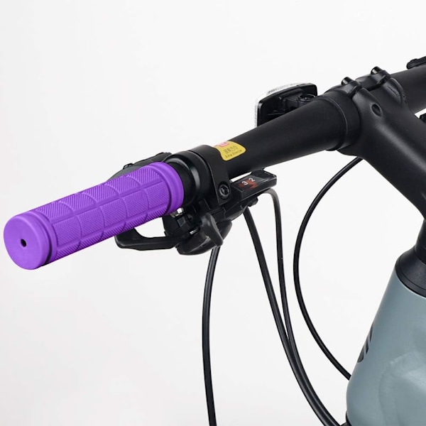 Par ergonomiske skridsikre bløde cykelgreb i gummi, lilla