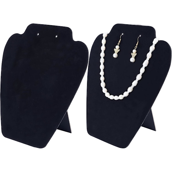 2 stycken svarta sammetsklädda örhängen halsband displayställ papper
