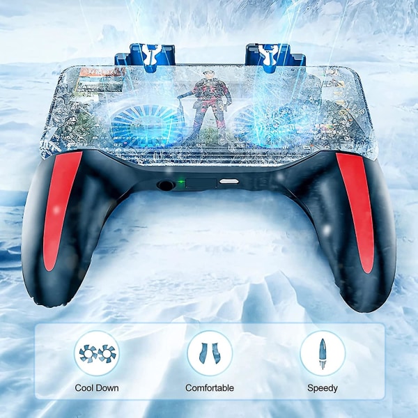 PUBG Mobile Game Controller, PUBG Controller Game Handle med dubbla kylfläktar Joystick med L1R1 Radiator Game Controller Trigger för PUBG.