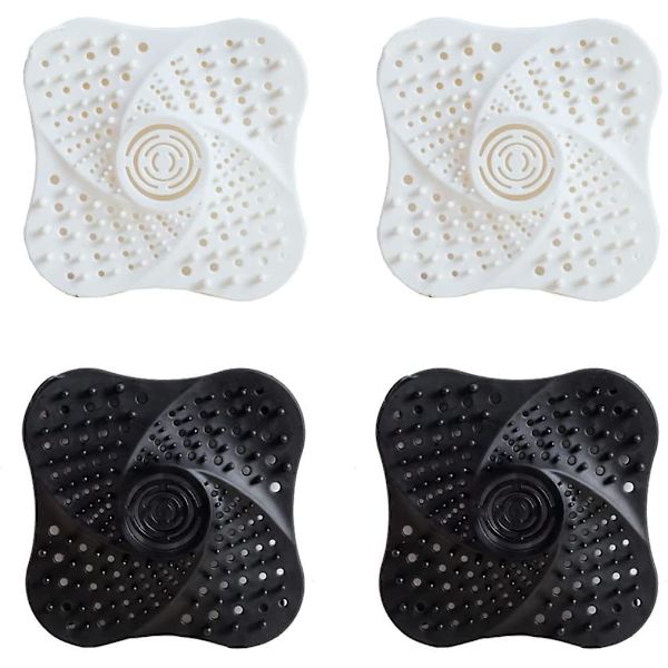 4-pack silikonavloppssil, duschhårfilter, avloppsskydd, hårfångare med sugkopp, anti-igensättning för dusch, avlopp