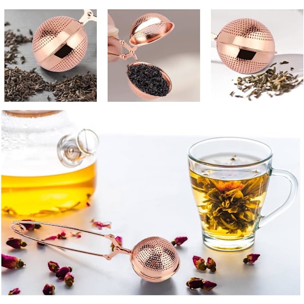 1 stk. 304 rustfrit stål te-kugle rosaguld tefilter nål