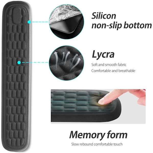Et tastatur håndledsstøtte fyldt med memory foam håndledsstøtte,