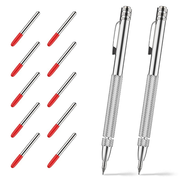 2 penner + 10 tungsten stål erstatningsnibber Diamant graveringspenn