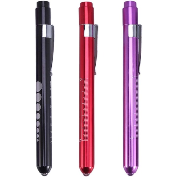3 genanvendelige LED Pen Lights, Mini LED Lommelygte Pen