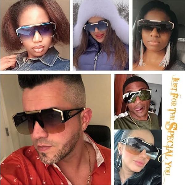 FlatTopSquareSolbrillerForMennKvinnerOnePieceShadesSemi-RimlessFram