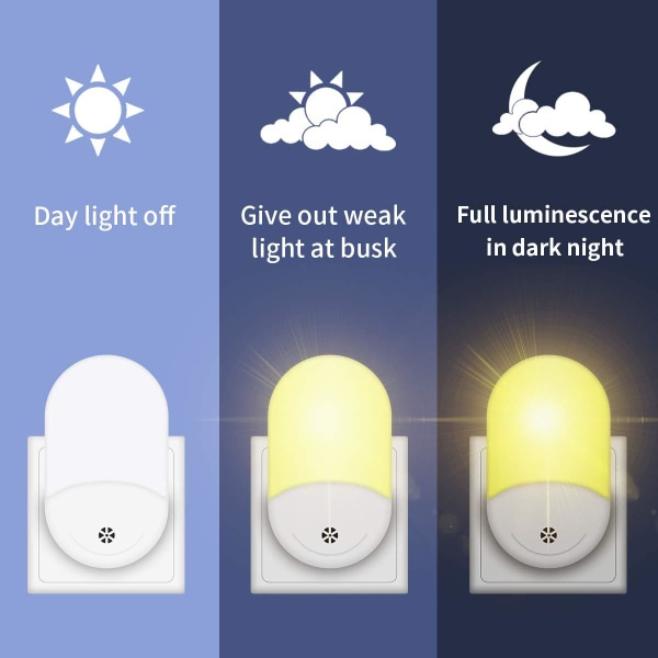 Pakke med LED nattlys, nattlys med skumringssensor, støpsel