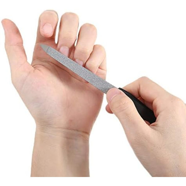2 nagelfilar av rostfritt stål, plast handtag, safir