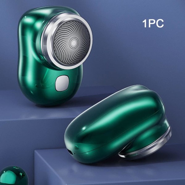1 stycke (grön) Mini elektrisk rakapparat, bärbar elektrisk rakapparat för män