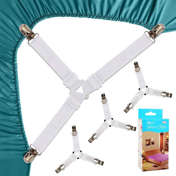 Senglakenstropper 4 stk trekant montert lakenfeste elastisk
