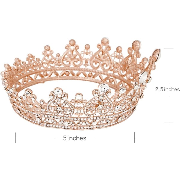 1 Kvinders Rose Gold Crown Hovedbeklædning Queen Crystal Rhinestone Hår