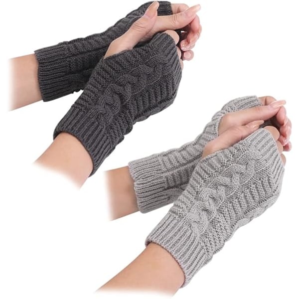 2 par fingerløse handsker, varme handsker til kvinders håndled