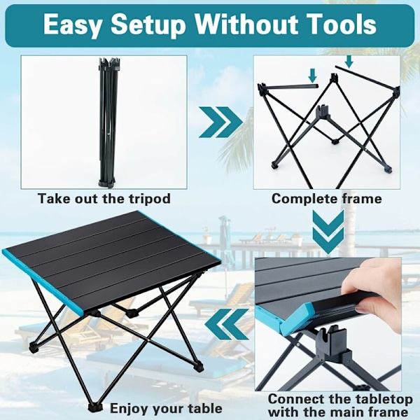 40x35x29cm Sammenklappeligt Campingbord, Ultralet Bærbart Campingbord i Aluminiumlegering med Bæretaske, til Camping Have
