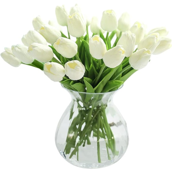 10pcs Pure White Real Touch Latex Artificial Tulip Flowers Fake