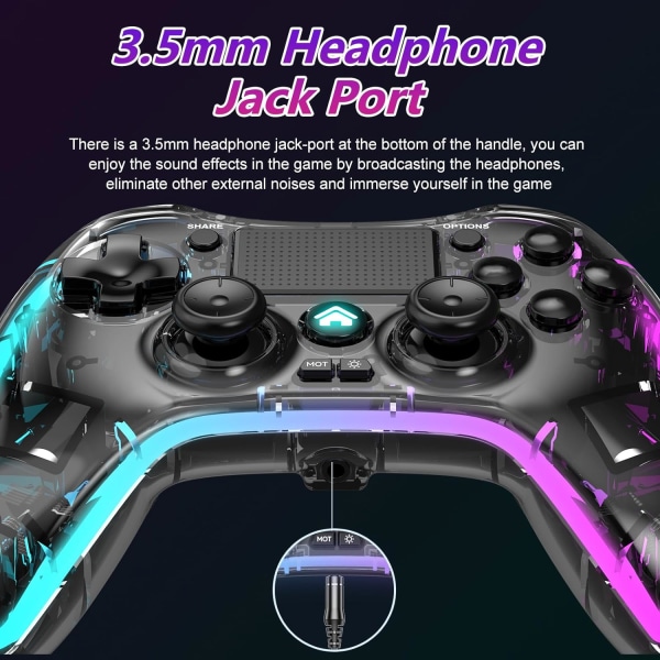 Controller til PS4, trådløs PS4-spilcontroller med 6-akset gyroskop