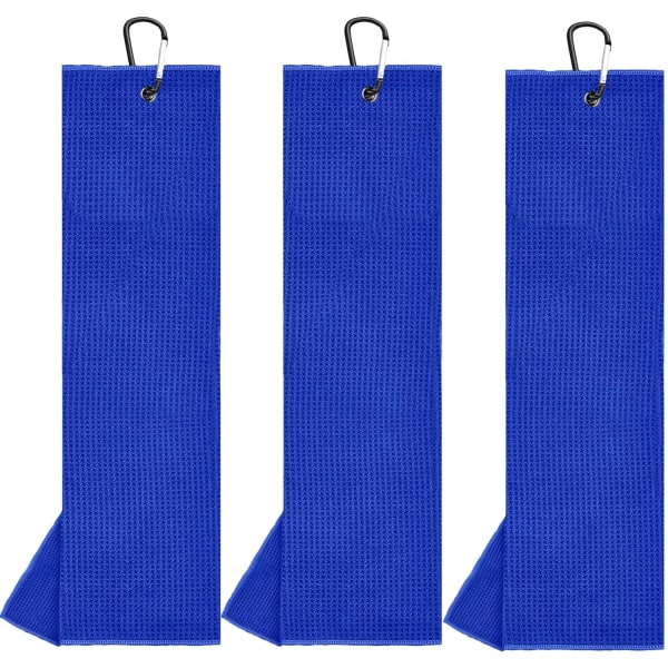 Sæt med 3 blå 40*60cm golfhåndklæder Microfiber vaffelmønster
