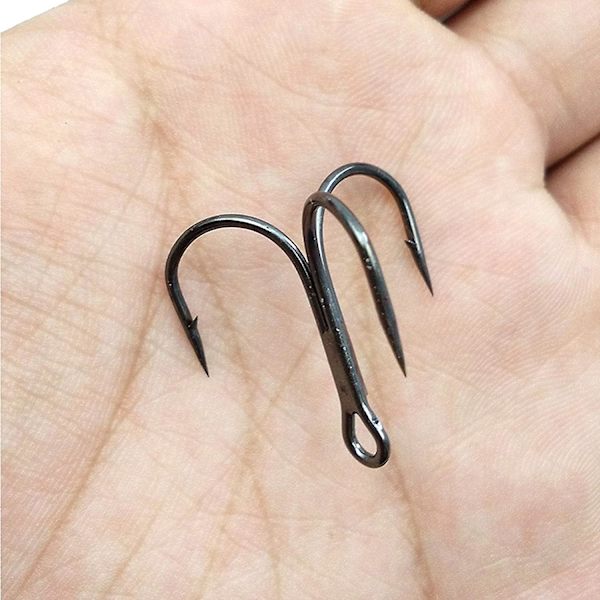 50 stk 35647 hameons de pche aigus en acier  haute teneur en carbone noir petit coude rond Triple dur leurre cuillre hameon taille 2 4 6 8 10 12 14