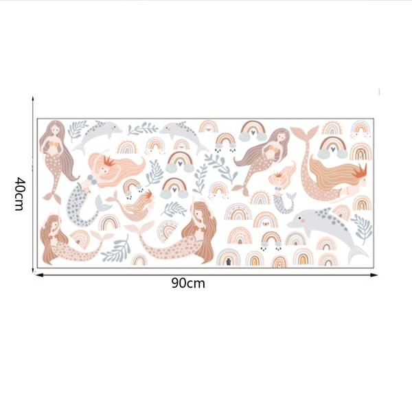 40 * 90cm 1 undervattensvärld sjöjungfru väggdekaler för sovrum