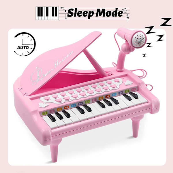 Dww-Piano för barn flicka 1 2 3 år, rosa leksakspiano för bebis med mikrofon - 31 rosa tangenter