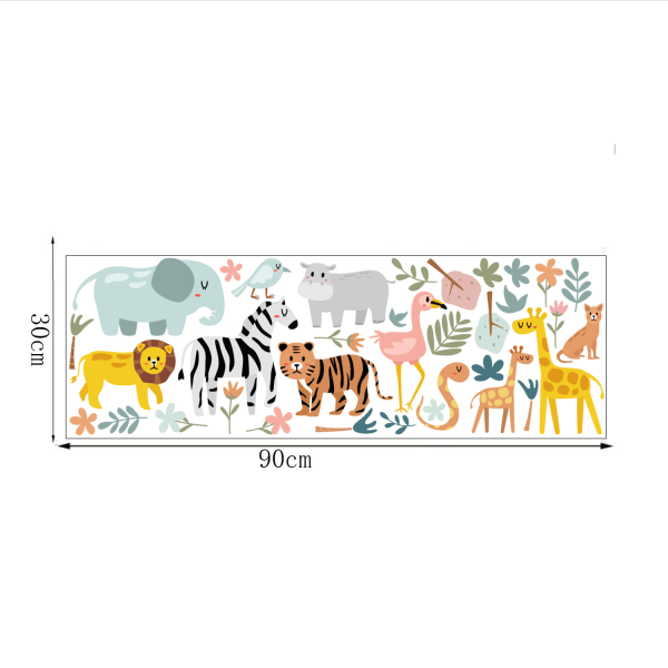 30 * 90cm Nordic wind cartoon animal stickers lion tiger zebra