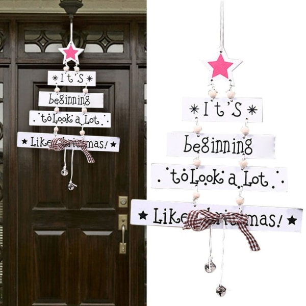 1 Christmas wooden Christmas tree Christmas door decoration Wind