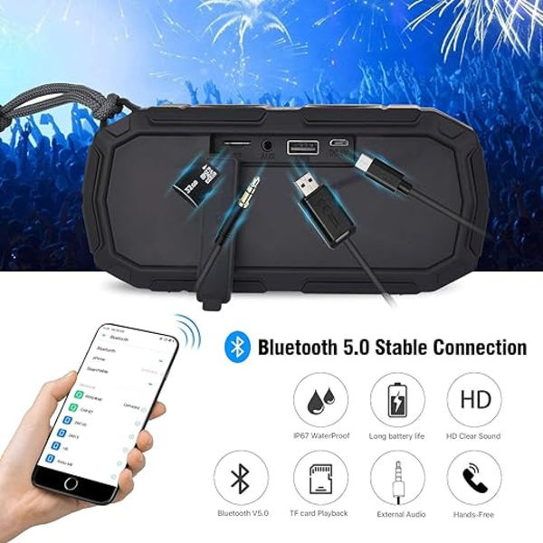 Kaksi kannettavaa Bluetooth-kaiutinta HD-stereolla