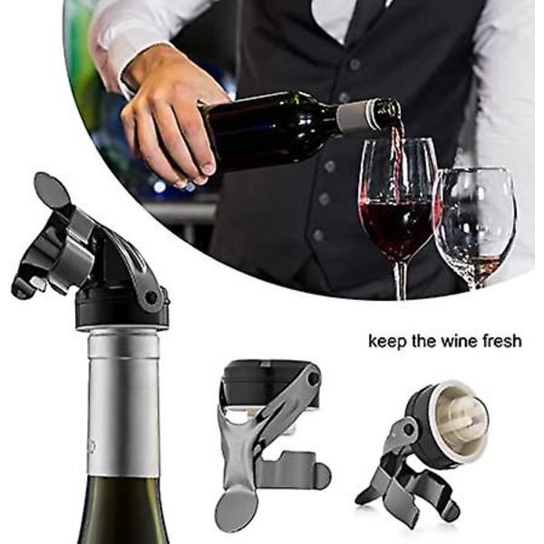 Champagne-propper i rustfrit stål, 2 stk. - Champagne-propper med silikone, der forhindrer lækage, til rødvin, champagne, cava og mousserende vin