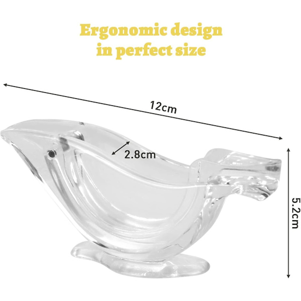4 stk manuell sitronpresser, akryl manuell sitronskivepresser, bærbar gjennomsiktig fruktpresser, elegant fugleform, håndpresser for appelsin sitron li