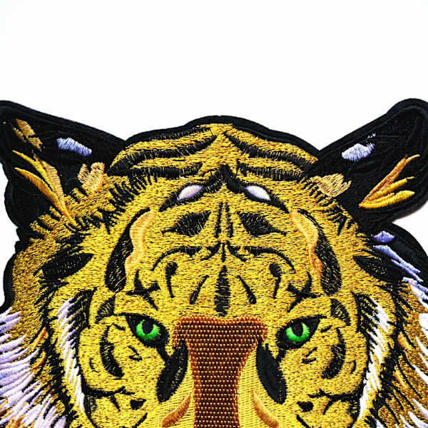 2 stk. Tigerhoved stofmærker, 25,5 cm Tiger strygemærker