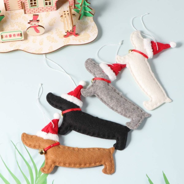 4 stycken julgranshänge Dachshund dekorationer jul