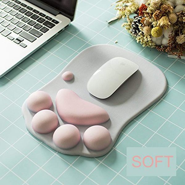 Söt musmatta för kontor med handledsstöd i katt tass design, presenter f