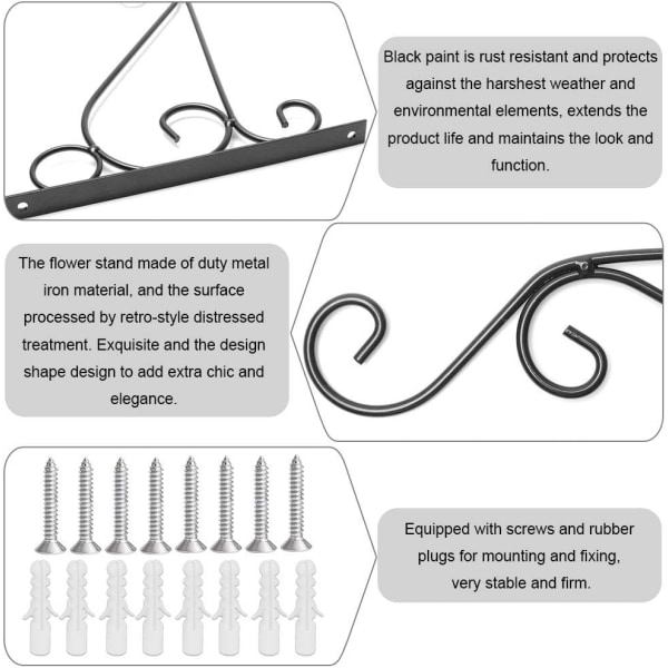 pcs smedejerns ophængningskrog væg planteholder med skruer væg