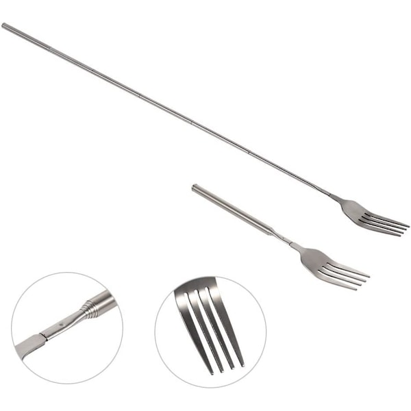 1 Stycke Silver Utökbar Gaffel, Rostfritt Stål Utökbar Gaffel