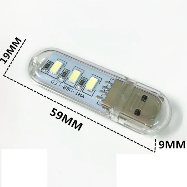 3 stk USB-minnepenn databordlampe, mobil strømforsyning,