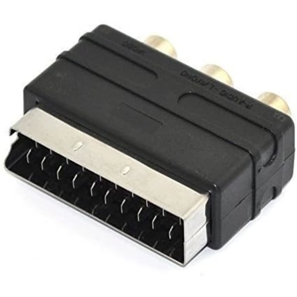 3RCA til Scart Adapter AV Kabel Konverter, SCART Euro Plugg
