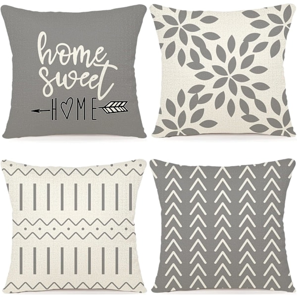 Set med 4 dekorativa kuddfodral 45x45CM Soffkudde Soffdekoration Utomhus Linne Kuddfodral Dekorativa