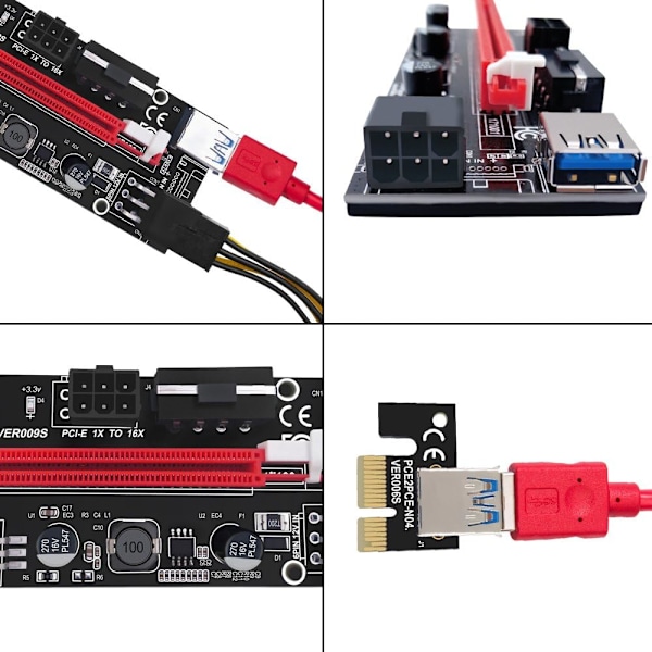 6-pack PCI-E Riser VER009S för Bitcoin Litecoin Mining Grafik US
