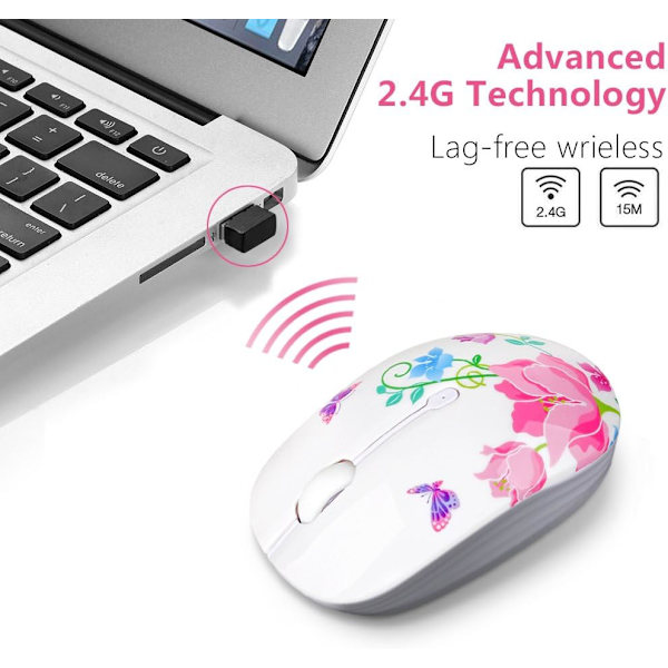 Trådløs mus med nanomodtager til pc, bærbar computer, notesbog, MacBook