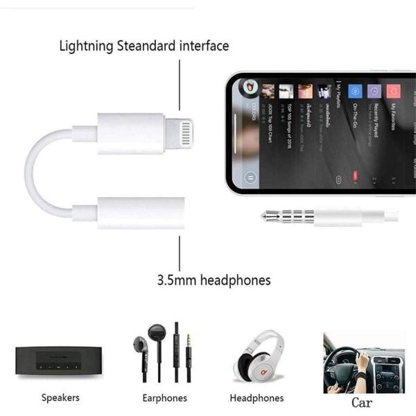 Pack-Apple Lightning till 3,5 mm hörlursuttag Adapterkontakt