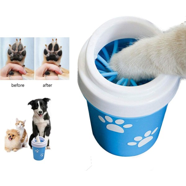 1 st (Blå) Pet fottvätt kopp Konstpåse Dog Paw Cleaner Cup