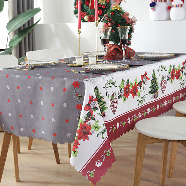 Joulupöytäliina - 150*220CM harmaa tausta, joulukoristepöytäliina kotiin ja hotelliin, eurooppalainen luova