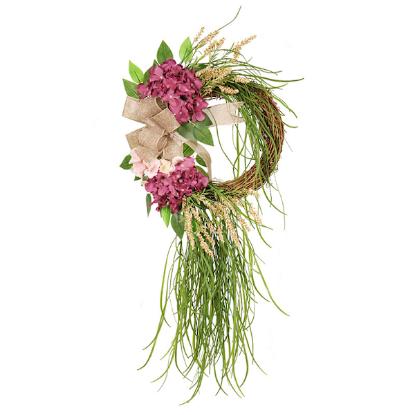 45cm-Simulerad Blomsterdekoration Hortensia Blomkrans Vinstock Rustik Stil Krans Ytterdörr Bröllop Thanksgiving P
