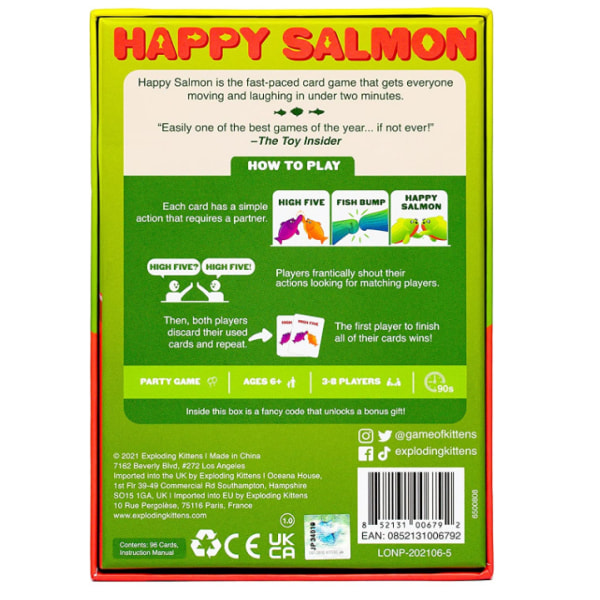 Happy Salmon Adult Family Party Game Cards Bomb Cat -lautapeli