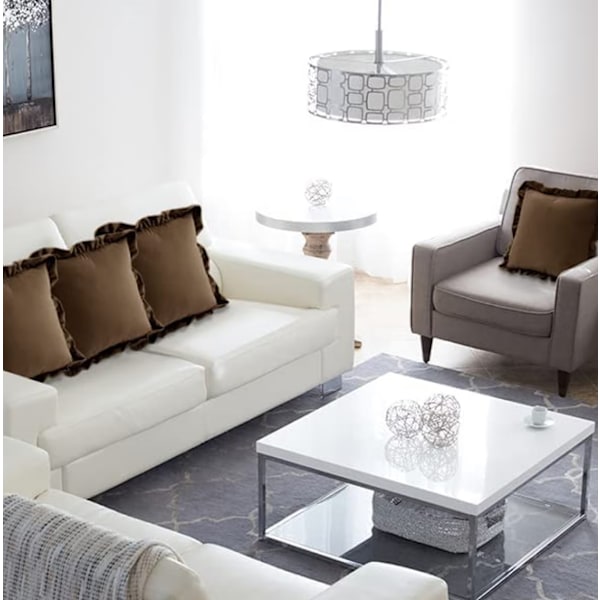 Set med 2 bruna kuddfodral med volanger 45x45 cm Heminredning, sammetsörngott för soffa, sovrum, bil