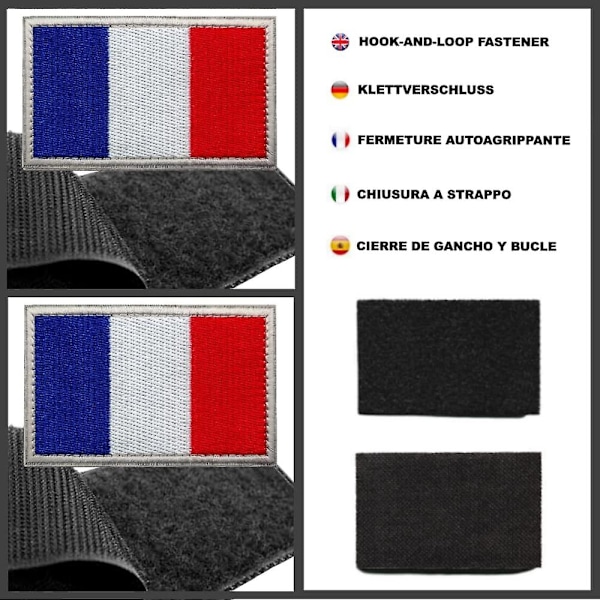 2 militær patches - 8 x 5 cm - Sæt med 2 ridseflag sy-på patches til rygsæk militær jakke Airsoft taktisk vest, 2 broderede patches til Chi