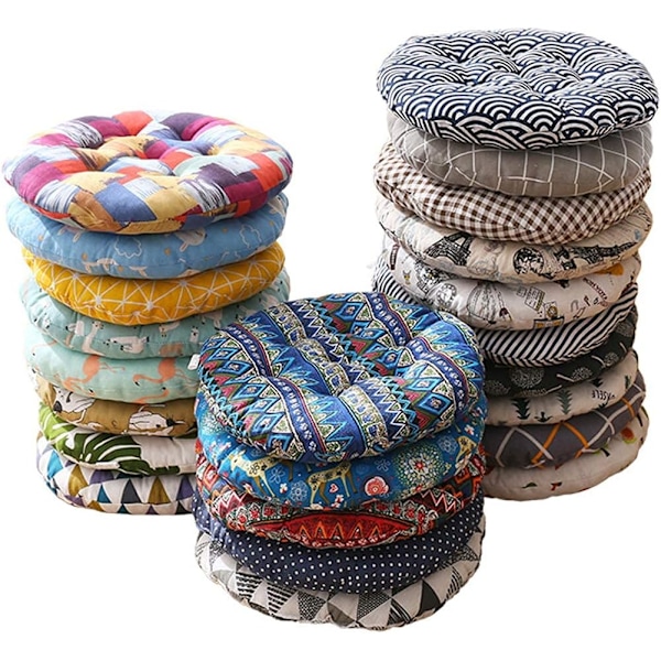(Blå) Sett med 4 Stolputer Stolputer Stolputer for Uteplass, 40X40cm Hjem, Bil, Sofa, Kontor, Tatami dekorasjon