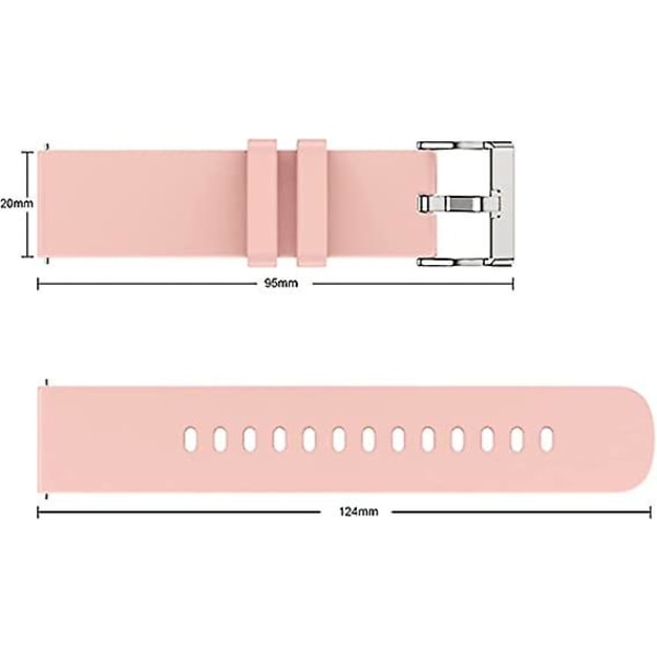 2 stk. Pink+Blå) 20mm Udskiftningsrem til Smart Watch, Hudvenlig Blød Silikone Hurtigudløsning, Smart Watch Rem