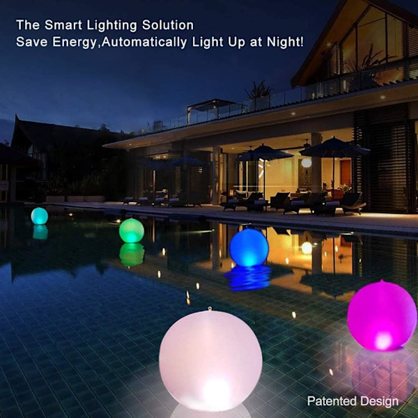 Flytende solcellelys, vanntett LED solcellelykt, lyskule, utendørs fargeskiftende LED nattlampe, festdekorasjon for basseng, bryllup, strand, hage, plen, sti (2 stk)
